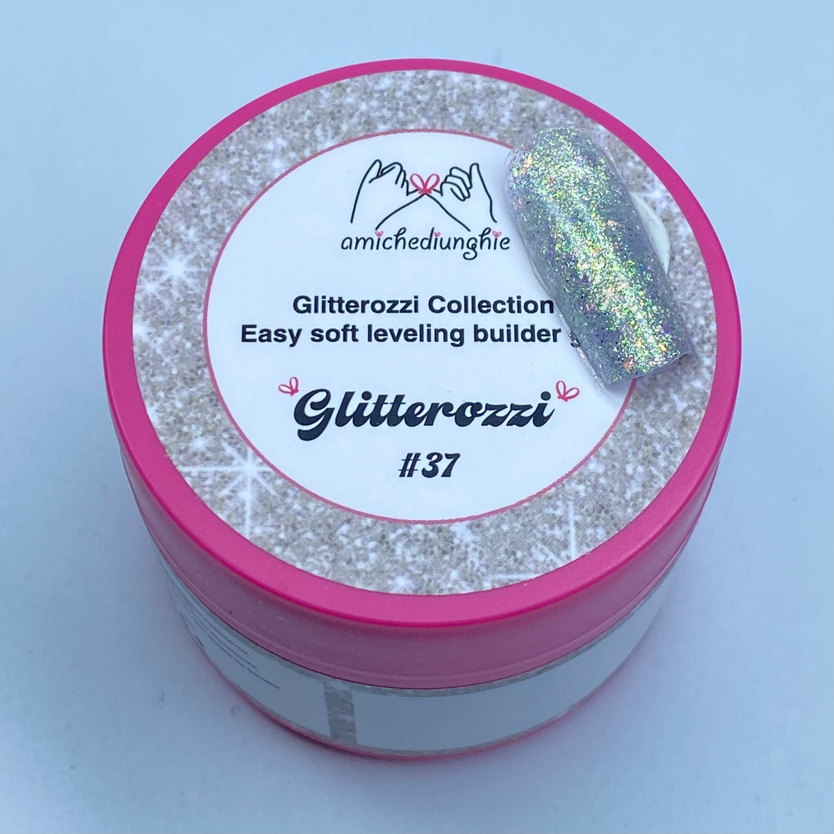 Glitterozzi #37 Builder Gel Fantasy | Gel costruttore autolivellante glitter di diverse dimensioni 30ml