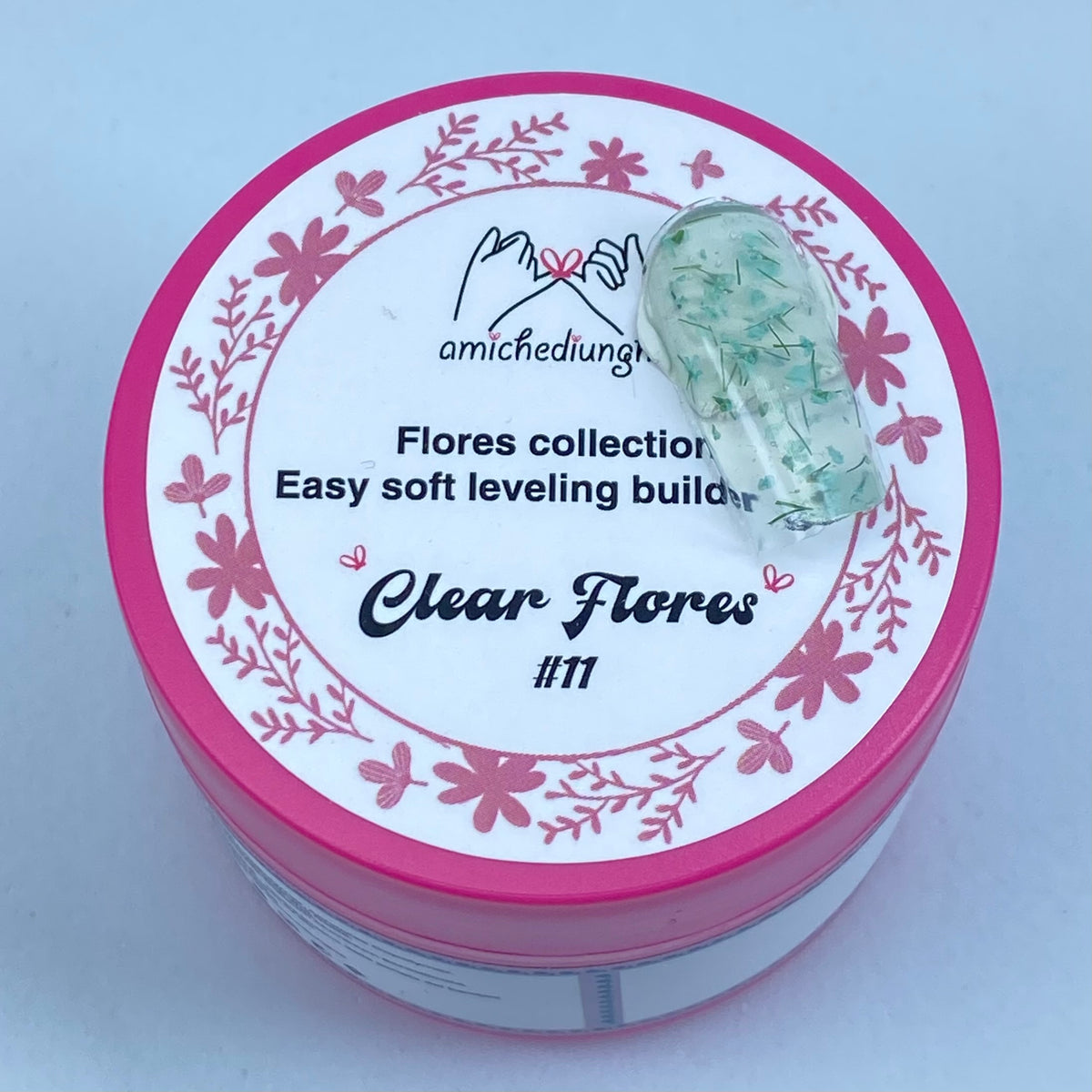 Clear Flores #11 Builder Gel Fantasy | Gel costruttore trasparente con fiori secchi 30ml