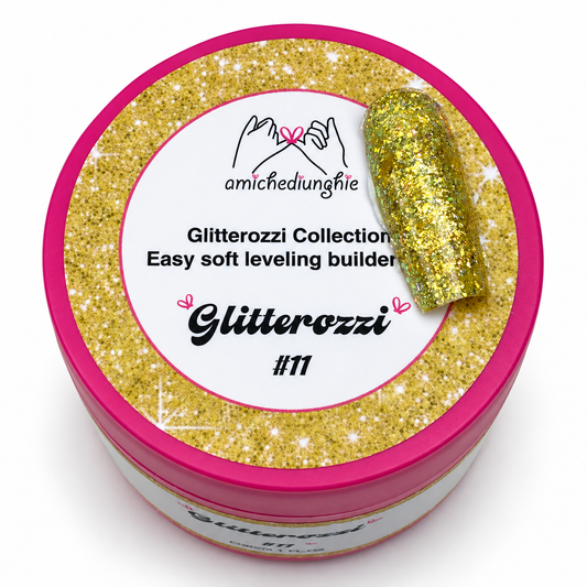 Glitterozzi #11 Builder Gel Fantasy | Gel costruttore autolivellante glitter di diverse dimensioni 30ml