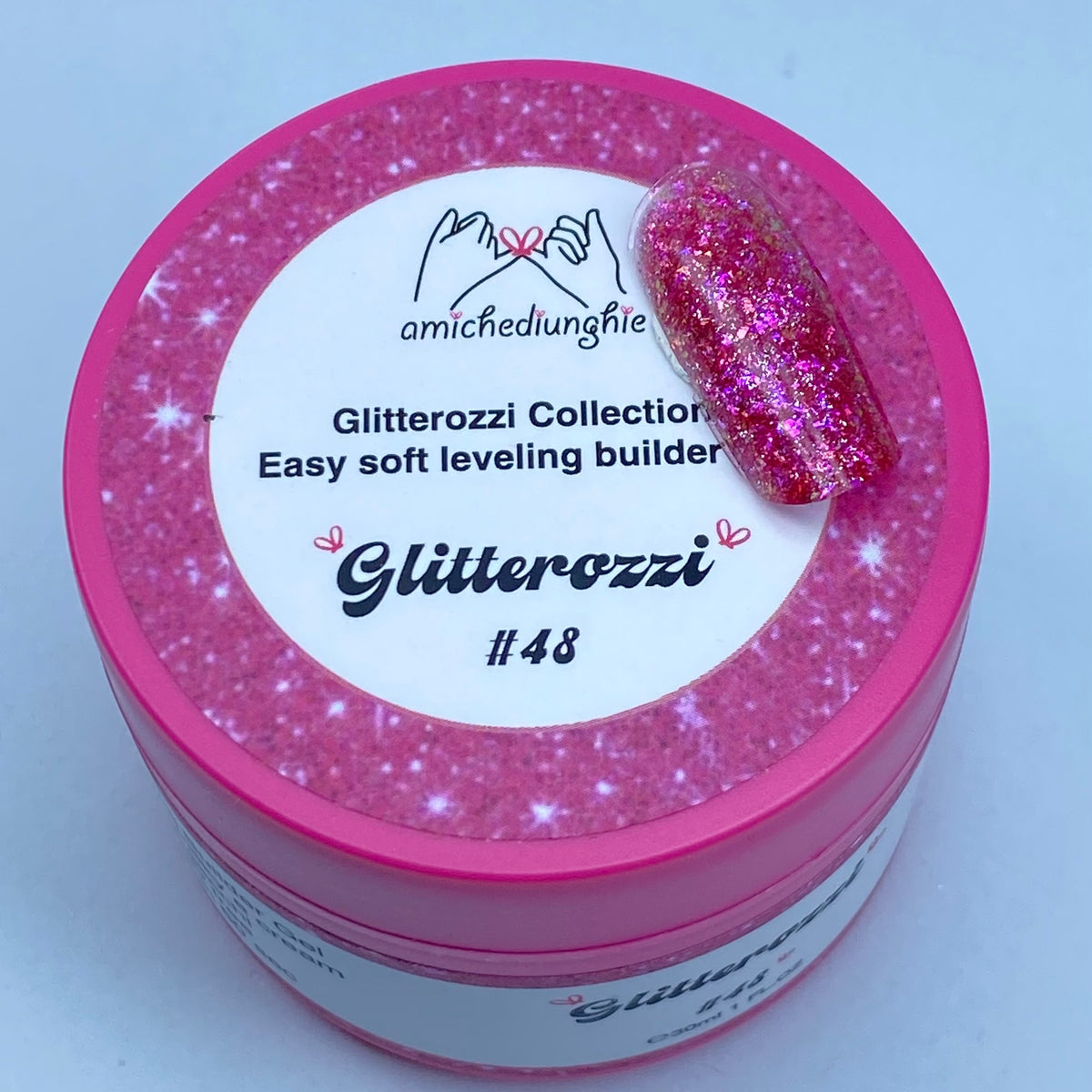 Glitterozzi #48 Builder Gel Fantasy | Gel costruttore autolivellante glitter di diverse dimensioni 30ml