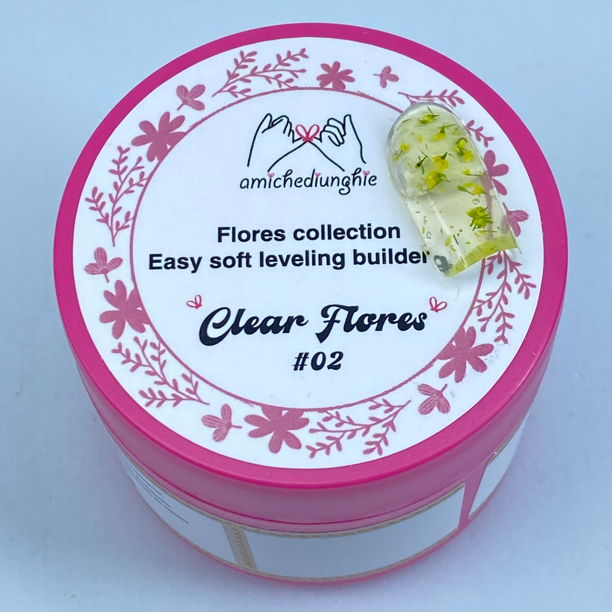 Clear Flores #02 Builder Gel Fantasy | Gel costruttore trasparente con fiori secchi 30ml