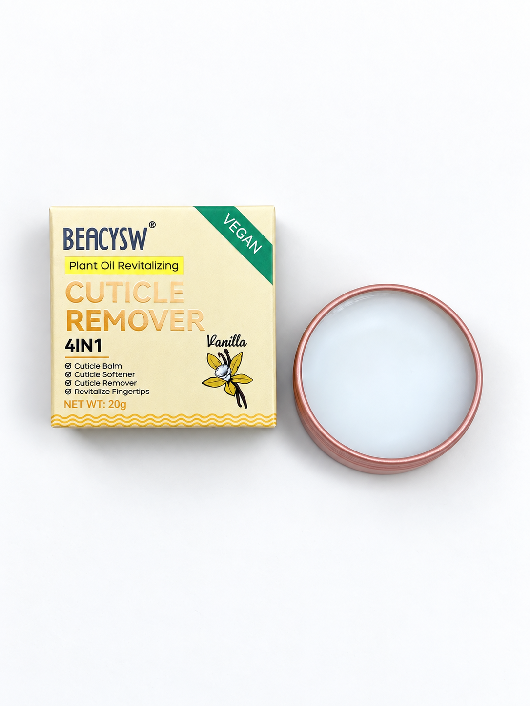 Balsamo Cuticole 4 in 1 Vegan 20 g | Cuticle Remover | Cera levigatura cuticole