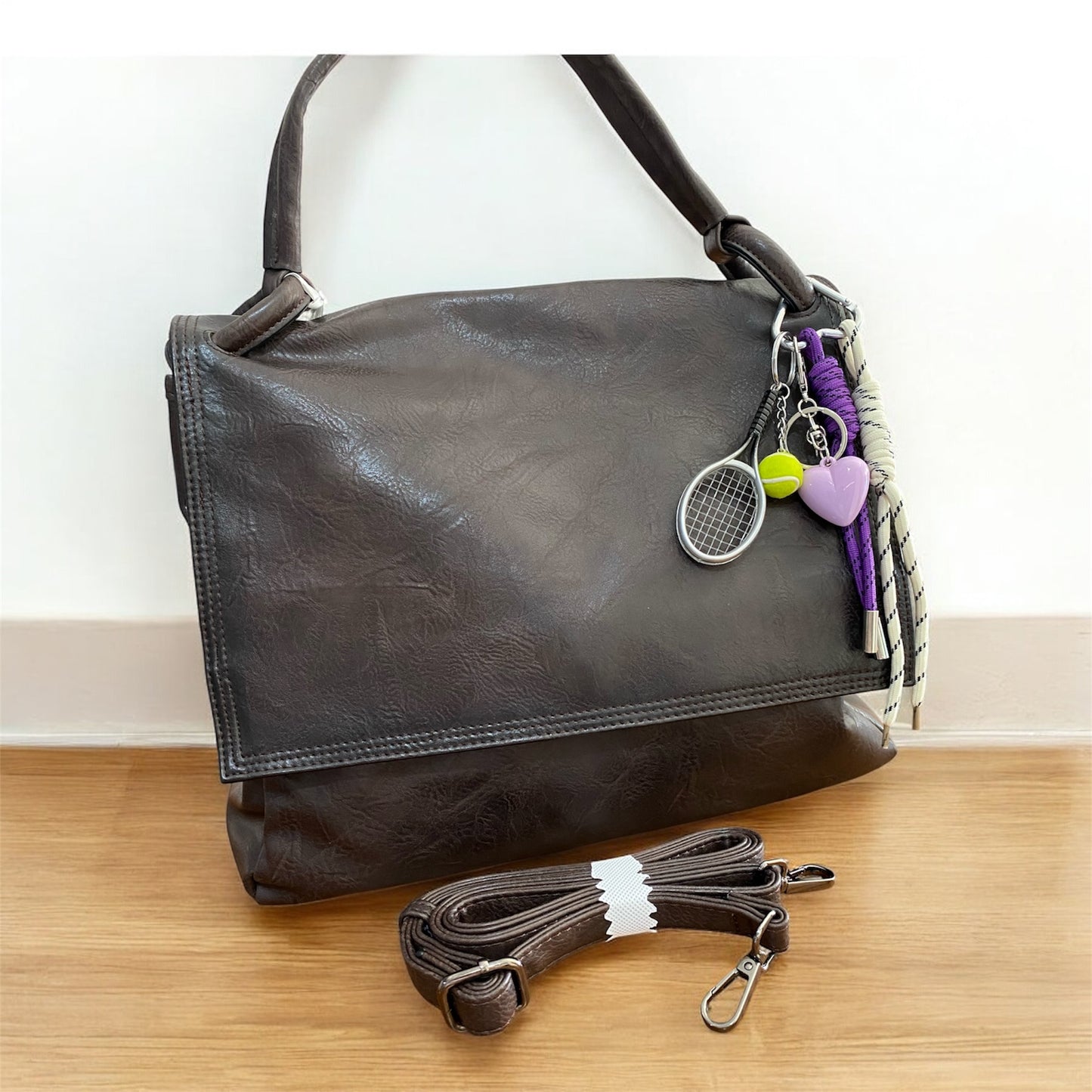 Borsa lembo con manico e tracolla , effetto invecchiato , morbida , capiente , casual