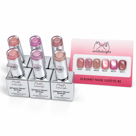 Elegant Nude CatEye # 2 Collection | 6 Gel Polish Cat Eye Semipermanente | 15 ml