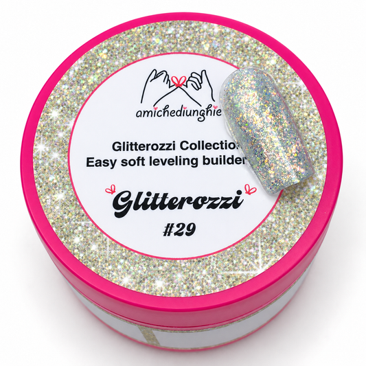 Glitterozzi #29 Builder Gel Fantasy | Gel costruttore autolivellante glitter di diverse dimensioni 30ml