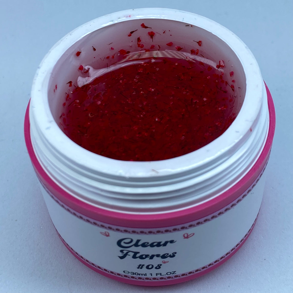 Clear Flores #08 Builder Gel Fantasy | Gel costruttore trasparente con fiori secchi 30ml