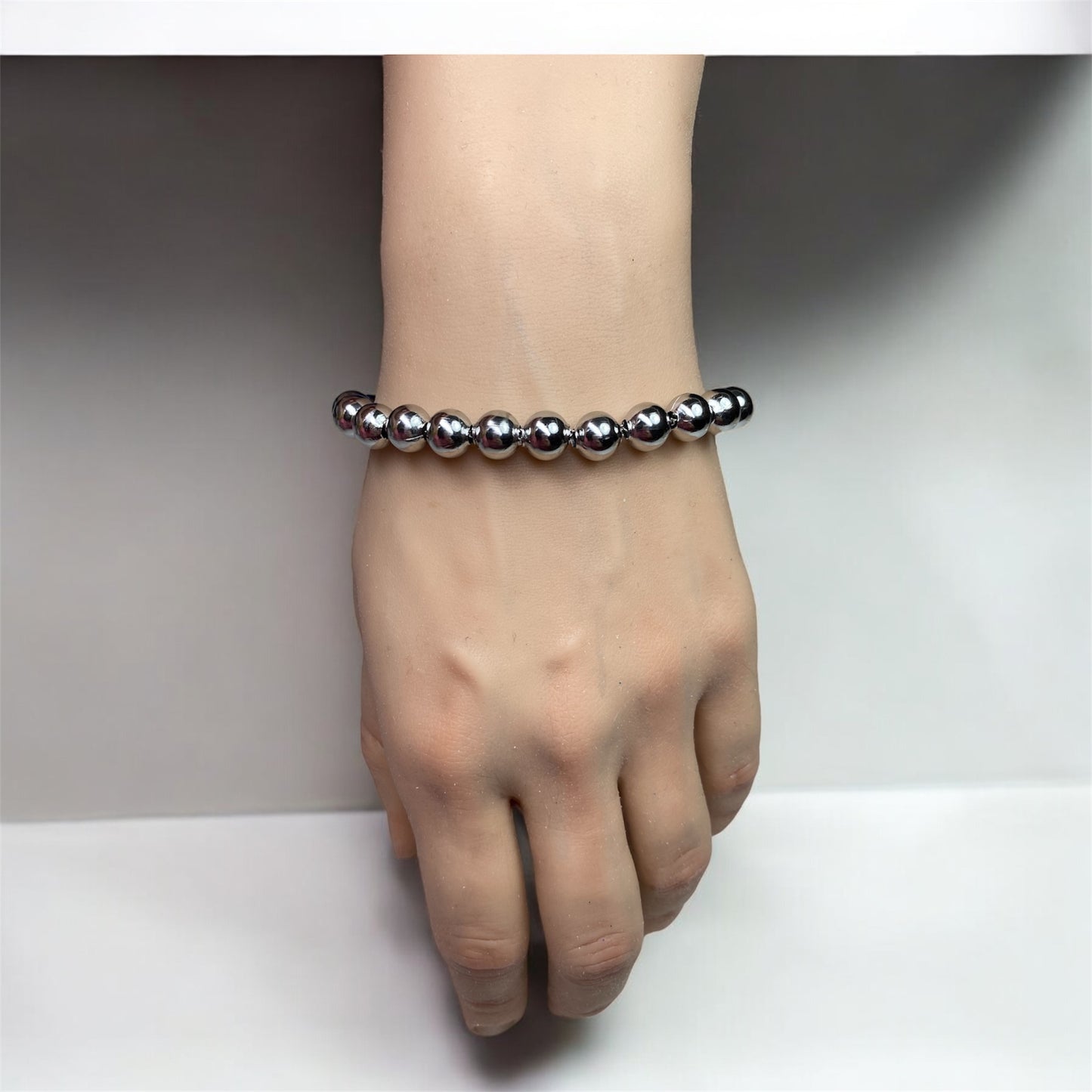 Bracciale bolle 8mm acciaio