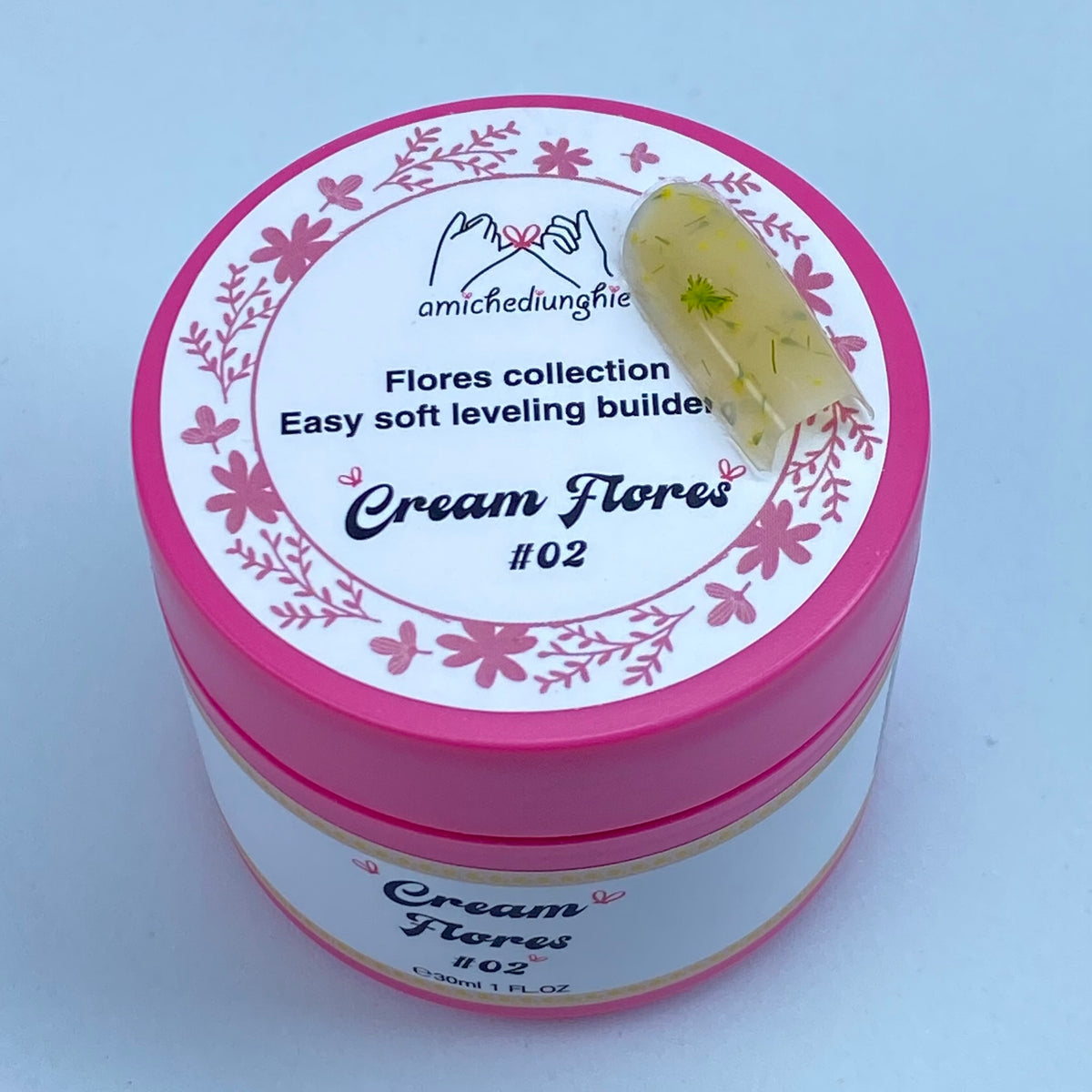 Cream Flores #02 Builder Gel Fantasy | Gel costruttore con fiori secchi 30ml