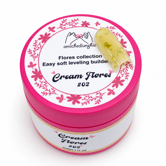 Cream Flores #02 Builder Gel Fantasy | Gel costruttore con fiori secchi 30ml