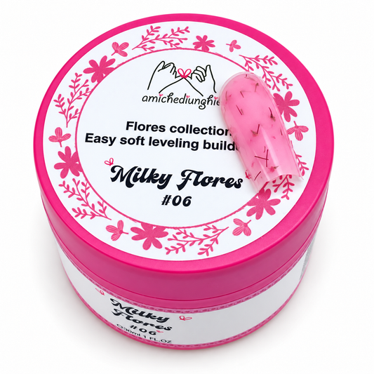 Milky Flores #06 Builder Gel Fantasy | Gel costruttore lattiginoso con fiori secchi 30ml