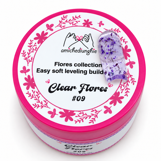 Clear Flores #09 Builder Gel Fantasy | Gel costruttore trasparente con fiori secchi 30ml
