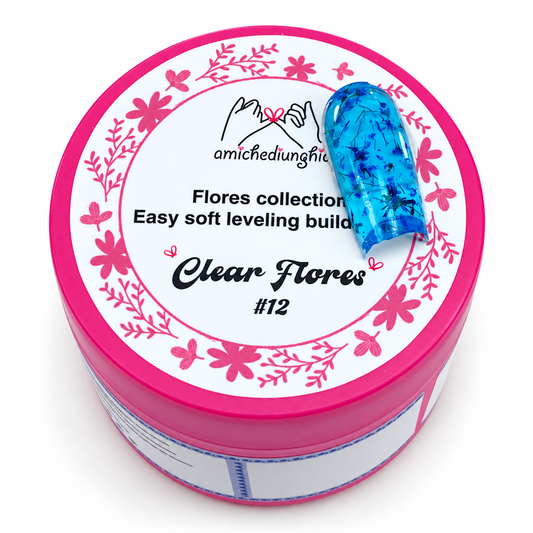 Clear Flores #12 Builder Gel Fantasy | Gel costruttore trasparente con fiori secchi 30ml