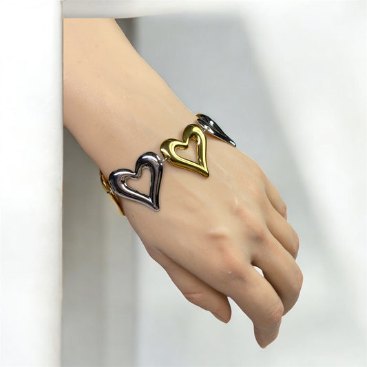 Bracciale cuore doppio colore - silver e gold