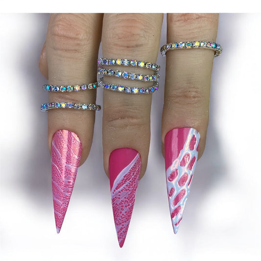 Anello elastico con strass - 6 pezzi - fotografie nails