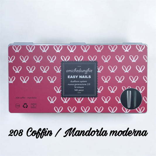 Dualform system misure grandi - 208 coffin-mandorla Easy Nails - 14 misure - 140 pezzi