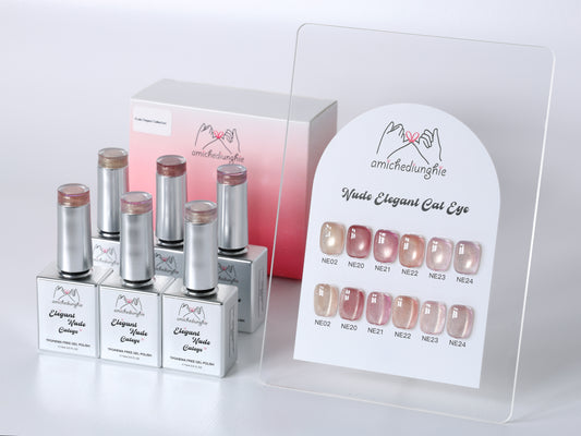 Elegant Nude Cateye Collection - 6 pz semipermanente magnetico