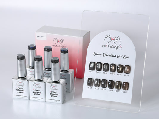Black Obsidian cateye collection - 6pz semipermanente magnetico 15ml