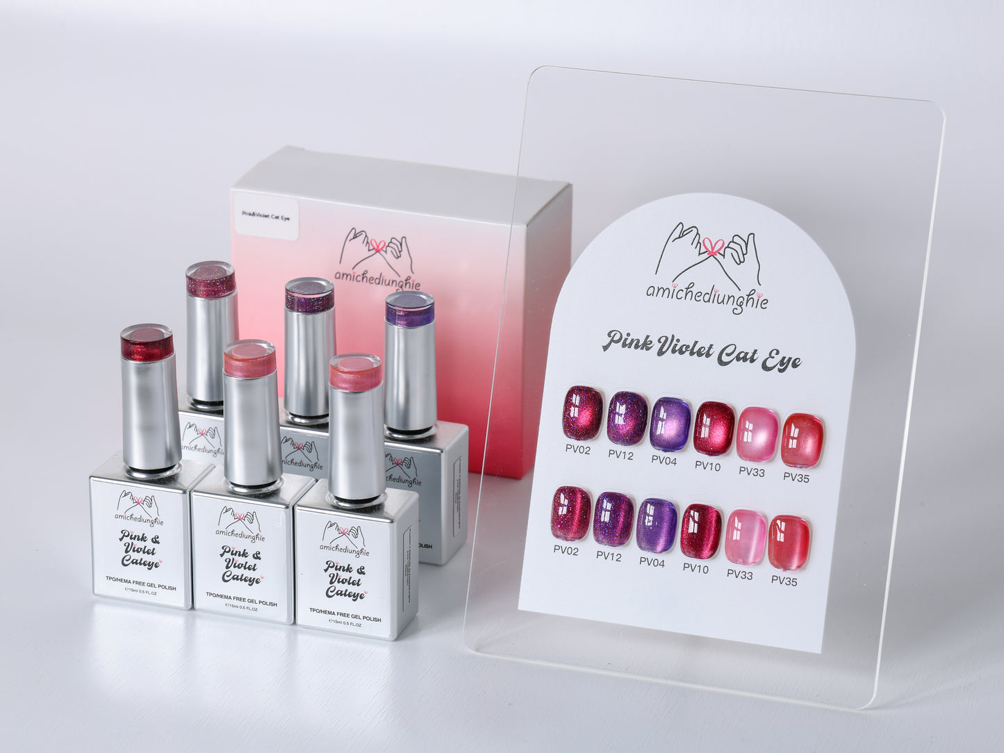 Pink & Violet Cateye Collection - 6 pz semipermanente magnetico