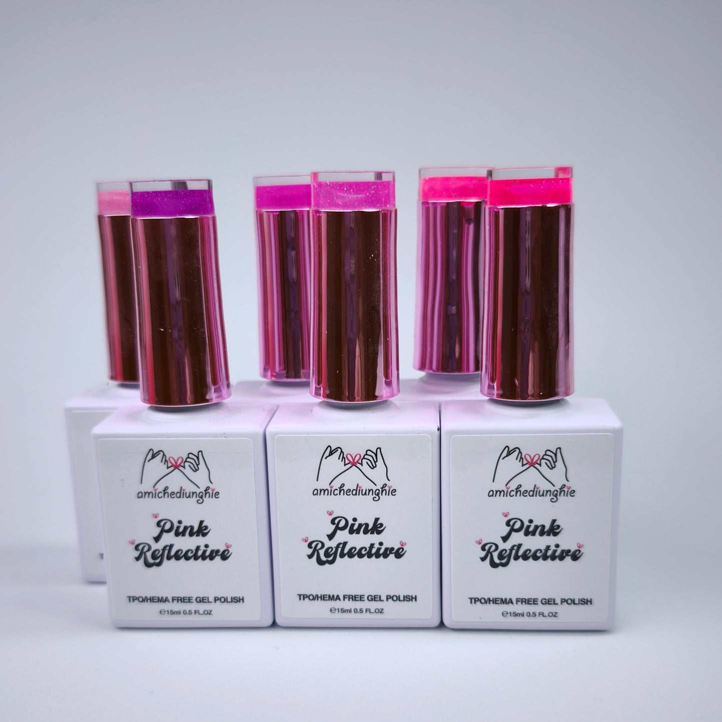 Reflective Pink Collection Gel Polish Semipermanent 6pz. 15ml.