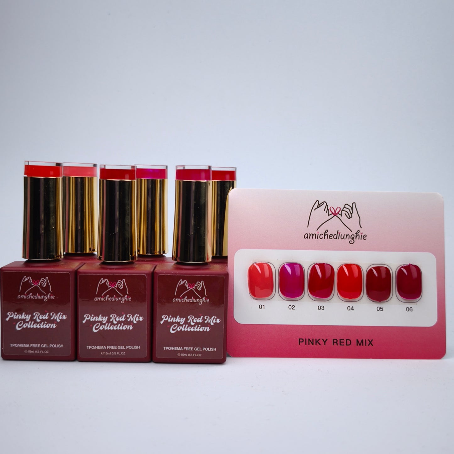 Pinky Red Mix Basic Collection – Gel Semipermanente 6pz. 15 ml.