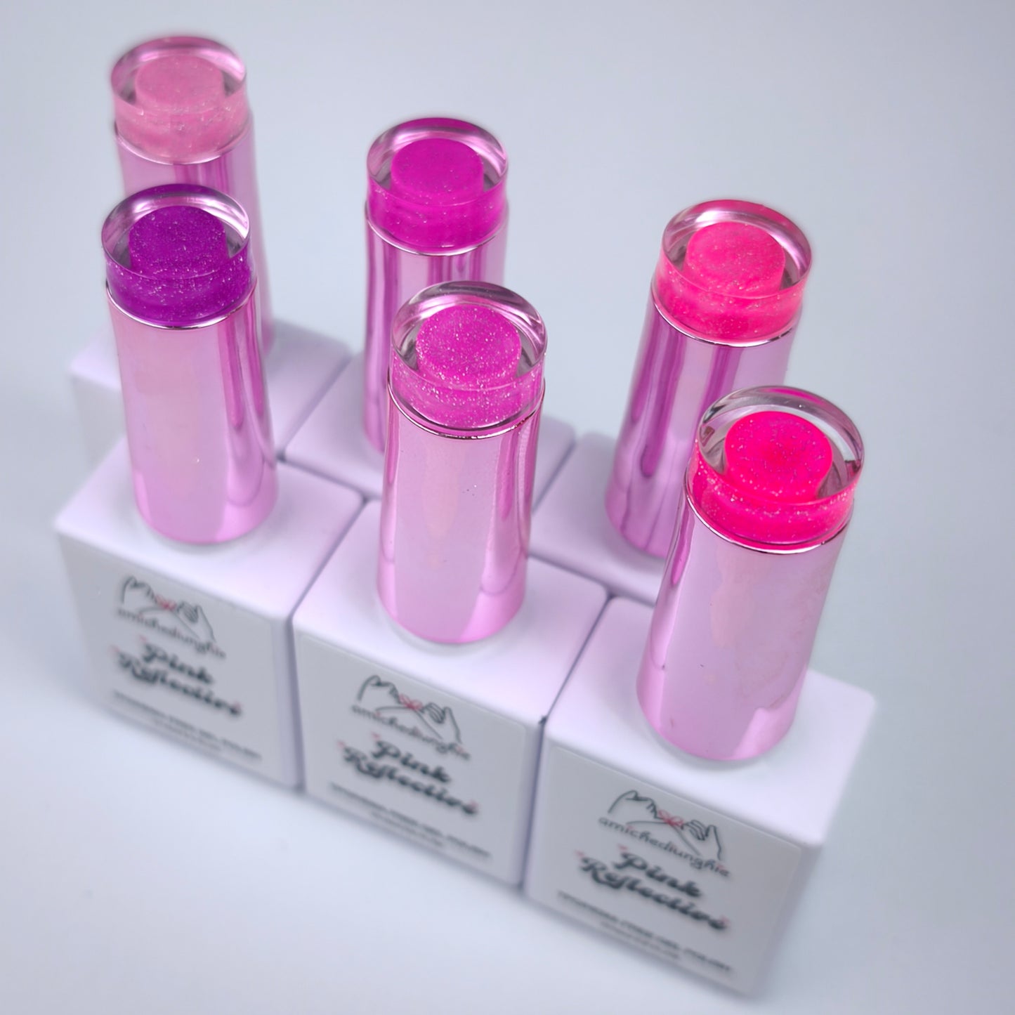 Reflective Pink Collection Gel Polish Semipermanent 6pz. 15ml.