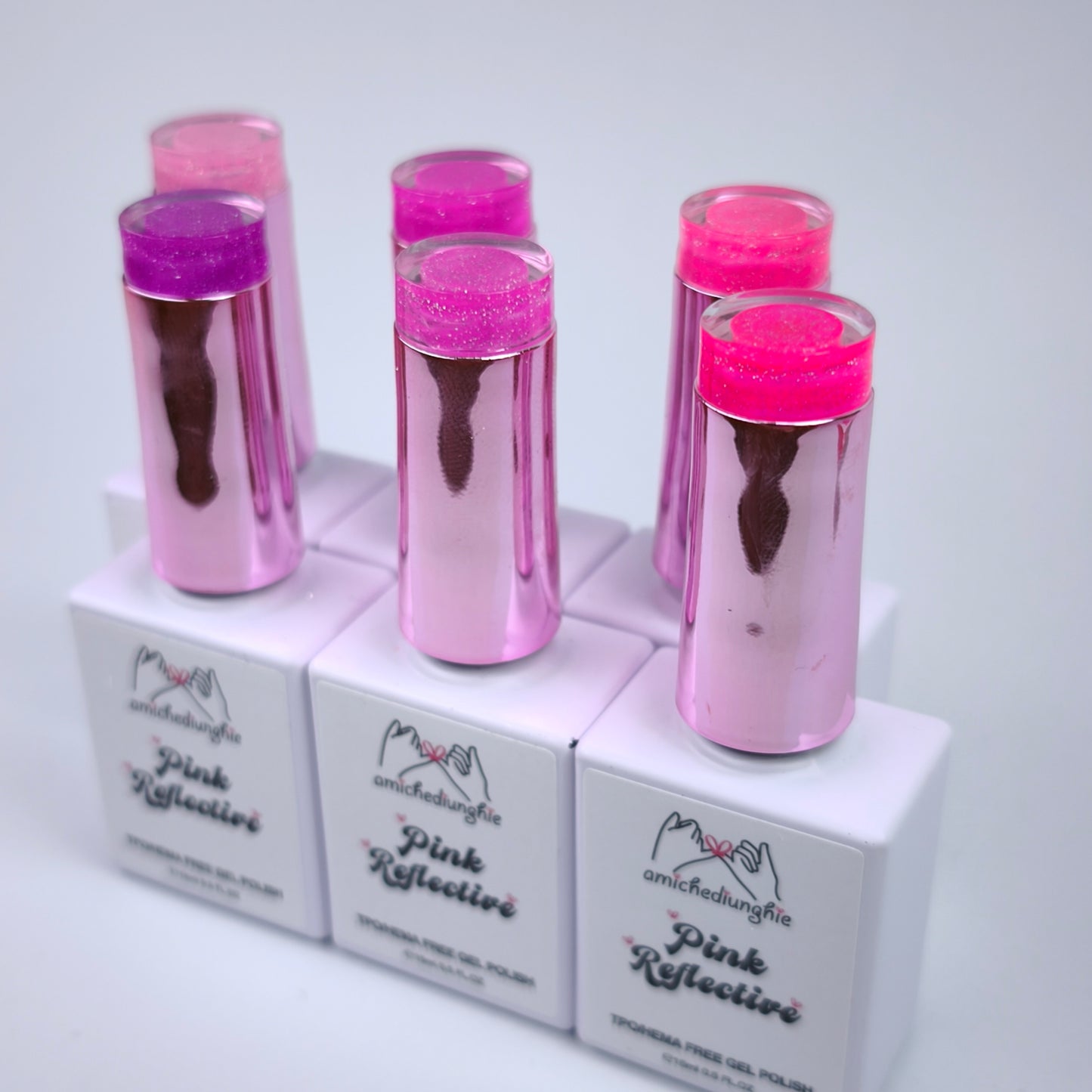 Reflective Pink Collection Gel Polish Semipermanent 6pz. 15ml.