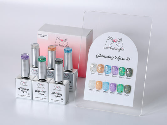 Shining Mica #1 - 6 pz semipermanente glitterato con mica 15ml