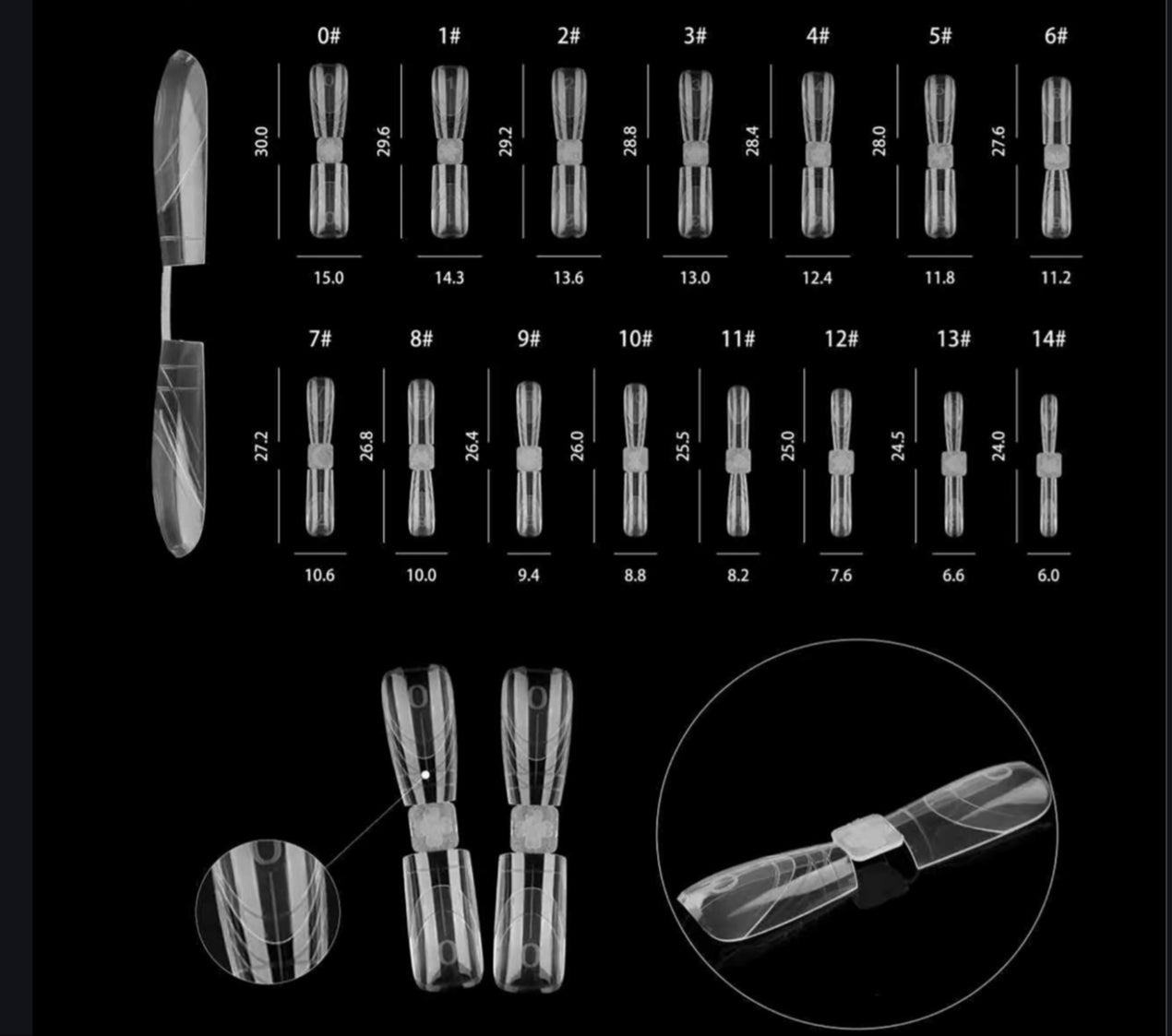 Double Dualform Perfect French - 306 double form - misure grandi - square, almond, coffin - french muretto - scalino per giro cuticole perfetto